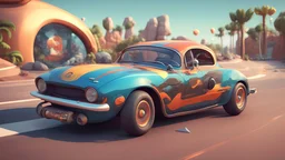 3D illustration of vector flat world car free day illustration, illustration, smooth 3d digital art, 4K, blender, c4d, octane render , disney style 3d light, Zbrush sculpt, concept art, Zbrush high detail, pinterest Creature Zbrush HD sculpt, neutral lighting, 8k detail