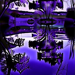 beautiful water mirrored dark purple