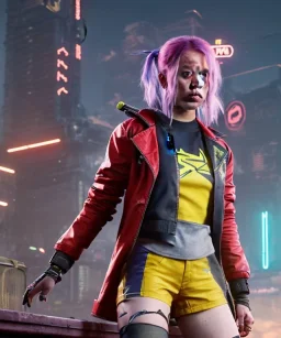 Billie Eilish, in stockings, cyberpunk2077