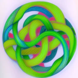 Colored pencil drawing. Circular. Intertwined vines. Green Knight.