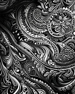 black and white, intricate details,