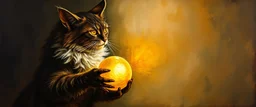 master oil painting by Rembrandt, good afternoon gremlin cat woman ball