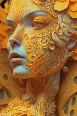 female, orange and yellow tones, insanely detailed and intricate, hypermaximalist, elegant, ornate, hyper realistic, super detailed, by Pyke Koch