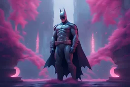 batman cover art, Fantasy concept art, 8k resolution, Intricate artwork by Tooth Wu, Wlop, and Beeple, Octane render, Greg Rutkowski's very coherent symmetrical artwork, Cinematic, fantasy, luminous 3d objects, alexandr averin, orient-inspired, dark pink and azure, cute cartoonish designs, mystic symbolism, Dark tone