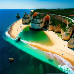 Coastal Algarve, Portugal,aerial view,extremely detailed digital painting, high resolution,8k, realistic, beautiful, volumetric lighting, mystical colors ,perfectly centered image, perfect composition, rim light, beautiful lighting,masterpiece, stunning scene, raytracing, anatomically correct, in the style Van Gogh and robert e howard and Ken Kelley and Ohrai Noriyoshi and Simon Bisley and tomzj1.