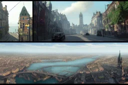 Quebec city+Livorno canal+bridges+corner building on hill+tree+Gothic city+BioShock+Dishonored+Bloodborne +trieste+Edinburgh+Chicago+victorian London+decòpunk Skyscraper+ +steampunk+biopunk+alphonse mucha, greg rutkowski,matte painting, cryengine, hyper detailed, felix kelly, fantasy art, seb mckinnon