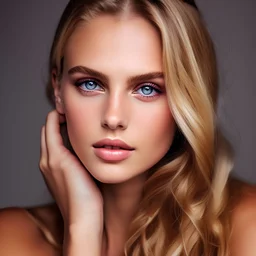 beauty fashion, portrait young blond ,woman model with natural makeup perfect skin