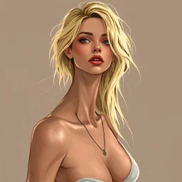 a blonde woman, skinny, digital art, stylised