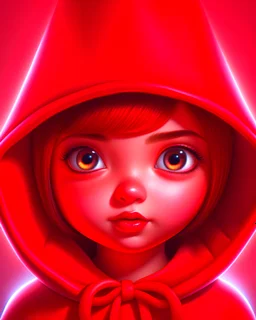 Cute and adorable cartoon a little red ribbon hood girl , realistic, fantasy, dreamlike, surrealism, super cute, trending on artstation