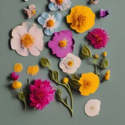 delicate arrangement of pressed flowers, beautiful composition, aesthetic layout