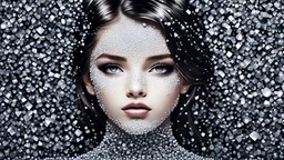 girl made out of thousands of precious diamonds