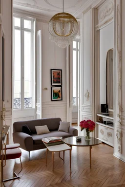 Appartement parisien style Haussmann avec décoration design moderne lumière vive