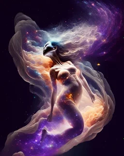 woman body dissolving itself in space