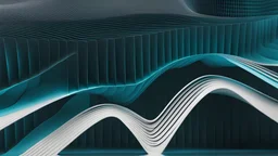 cyan minimalist wave wireframe with vertex points on a white background