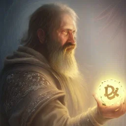 Insanely detailed photograph of an “D&D twilight cleric holding glowing D20” with intricate detailed beard,high and tight hair cut,40 years old, intricate clothing, hyperdetailed painting by Ismail Inceoglu Huang Guangjian and Dan Witz CGSociety ZBrush Central fantasy art album cover art,8K, hdr, mysterious, flickeringlights ,Stoic