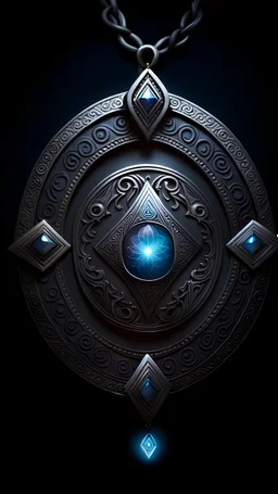 magic dark amulet in the center on black background