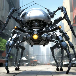 view in operation of the Utility Spider Cyborg System from Masamune Shirow Inc. Ranging from the size of an appleseed to a golf ball , A multi-legged, small self-propelled mechanical utility droid, equipped with the famous Shirow Bioroids' AI brain. Its function is to assist with small tasks: repair and maintenance, surveillance and alert of any potential threats, also is equipped with seburo J9 9mm with HV Shells and poseidon norinco inc muultipurpose guns