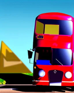 Red bus with a triangular body