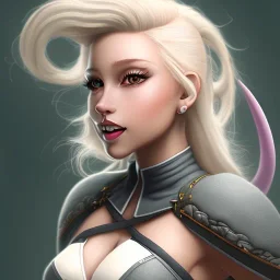 D&D character, female, healer, platinum blonde hair, gold eyes, smile, teal armor