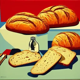 bread and butter, 1970s, oil on canvas, pop art