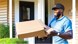 suspiciously looking Tyrone takes small delivered package from porch