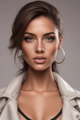 Social media influencer. Hyper realistic. Brunette. Brown eyes. Exotic. Athletic. Glamorous.