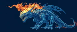 engineering blue print of eye tyrant beholder fire breathing dragon robot