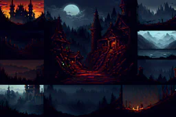 HORIZONTAL 2D GAME BACKGROUNDS inspired dark souls and slavic mythology