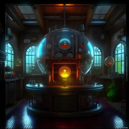 Expressively detailed and intricate 3d rendering of a hyperrealistic “time machine laboratory”: 80s, front view, symetric, artstation: award-winning: professional portrait: atmospheric: commanding: fantastical: clarity: 16k: ultra quality: striking: brilliance: stunning colors: amazing depth: masterfully crafted.