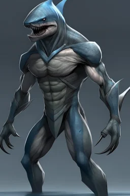 urban humanoid muscular half-shark thresher shark