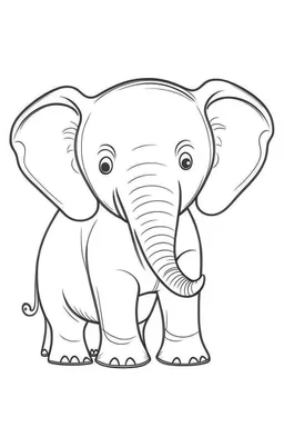 a simple outline of a cute elephant, in a drawing style