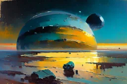 Exoplanet in the horizon, stones, Lesser ury painting