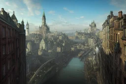 Quebec city+Livorno canal+bridges+corner rooftops+Gothic city+BioShock+Dishonored+Bloodborne +trieste+Edinburgh+Chicago+victorian London+decòpunk Skyscraper+ +steampunk+biopunk+alphonse mucha, greg rutkowski,matte painting, cryengine, hyper detailed, felix kelly, fantasy art, seb mckinnon