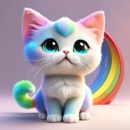 3D , cute cat, rainbow