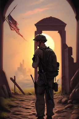 gateway between dreams back of an american soldier