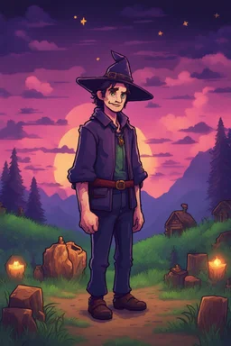 A man cursed by a witch's curse, stardew, valley style