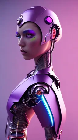 Cyborg Girl, nion, purple , 3D, 4K,8K