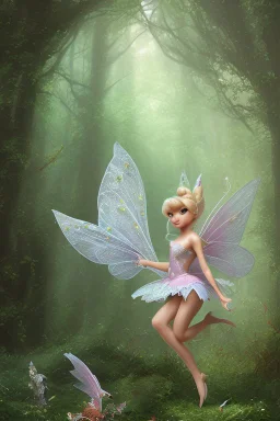 Obese but cute fairy in Forrest background. Style should be like Tinkerbell