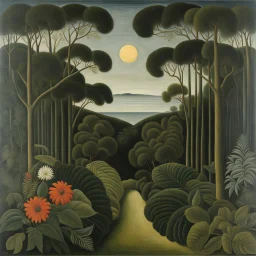 Sublime nature, Henri Rousseau, hyperrealistic, hypnotic, obsessive, real world