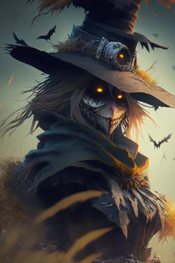 scarecrow witch hunter from warhammer, anime style, depth of field, nvidia graphics, lightrays, trending art, movie poster