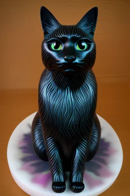 psychedelic black gold cat made of soap foam
