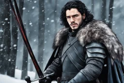 Jon Snow in 4k realistic anime artstyle, winter them, close picture, fantasy world, intricate details, highly detailed, high details, detailed portrait, masterpiece,ultra detailed, ultra quality