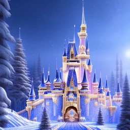 transparent fantasy castle made of glass and ice, fairy tale background, ultra detailed, 8K