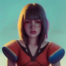 Detailed portrait of a young woman, in boxing arena, contrasting colors, arrow makeup on her eyes, unreal engine, greg rutkowski, loish, rhads, beeple, makoto shinkai and lois van baarle, ilya kuvshinov, rossdraws, tom bagshaw, alphonse mucha, global illumination, detailed and intricate environment