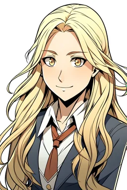 Dc marvel beautiful Tara Markov with brown eyes and light long blonde hair wearing a school girl uniform comic anime 2d drawing style