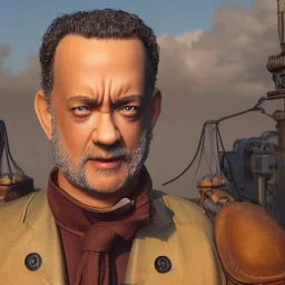 Tom Hanks steam punk character very detailed cinematic unreal engine photo realistic