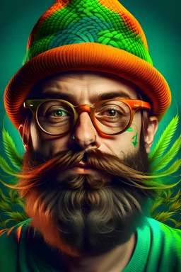 A partir de la imagen que subi, tomar el rostro y crear un rostro real, de un joven cannabico, que tenga gorra de basketball titulada con el titulo 'bettos', lentes tipo ryban espejados, barba larga colorada