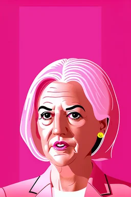 Extremely rich female politician portrait in all pink