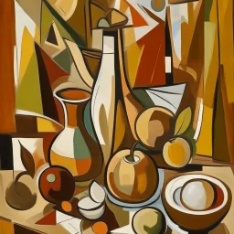 picasso cubism still life browns