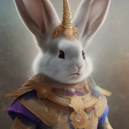 fantasy magic, sharp focus, illustration, highly detailed, digital painting, concept art, art germ and Paul Lewin and Kehinde Wiley, masterpiece silver rabbit with unicorn horn